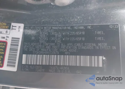 2024 Toyota Highlander Xle z USA, uszkodzony, nr VIN 5TDKDRBH8RS533678